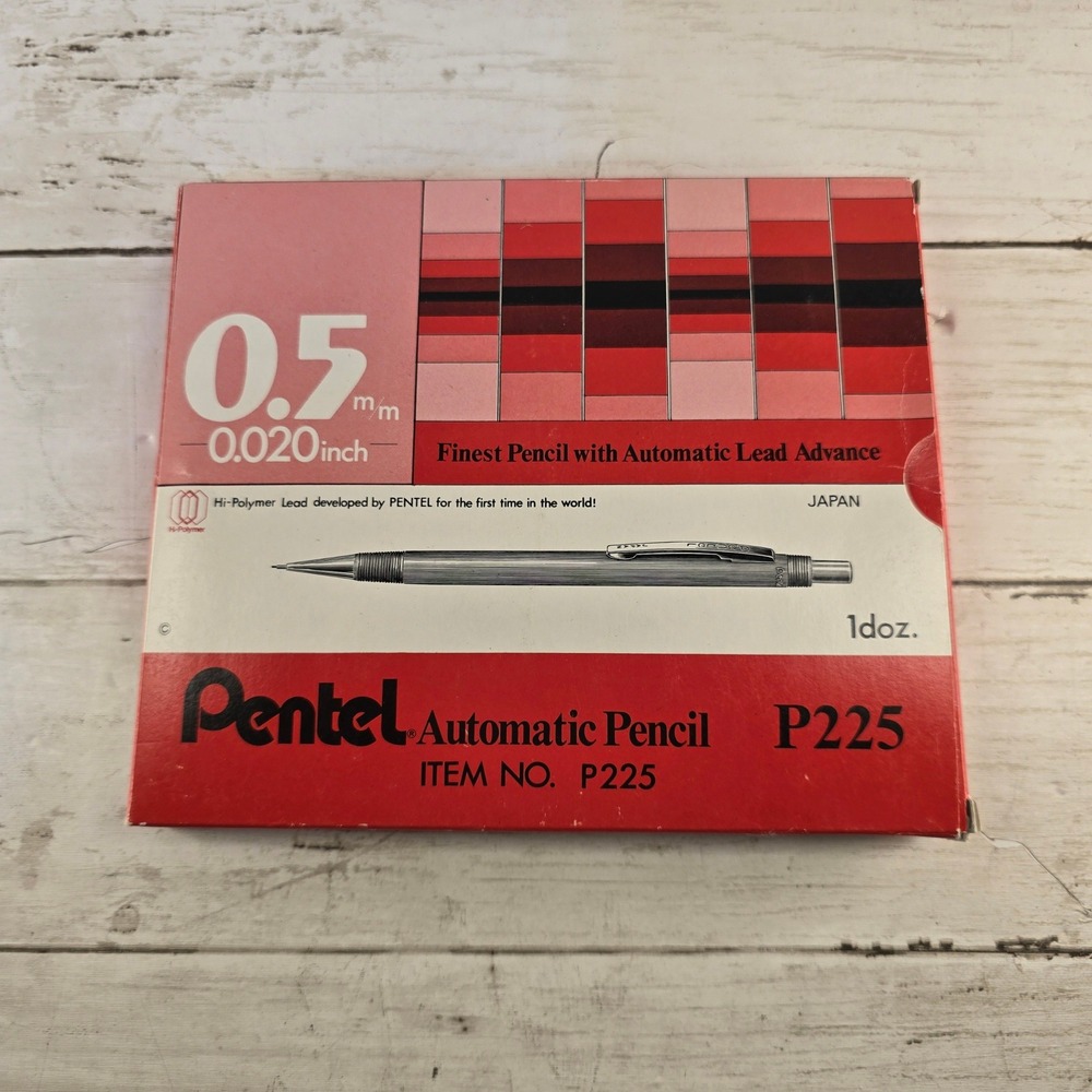 NEW VTG Pentel P225 Automatic Mechanical Pencil 0.5mm Black Japan 1 Dozen Box
